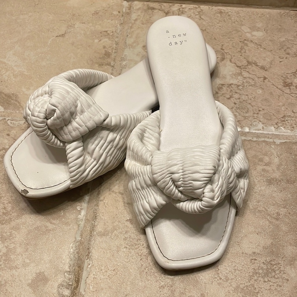 White Ruth Slide Sandals- A New Day